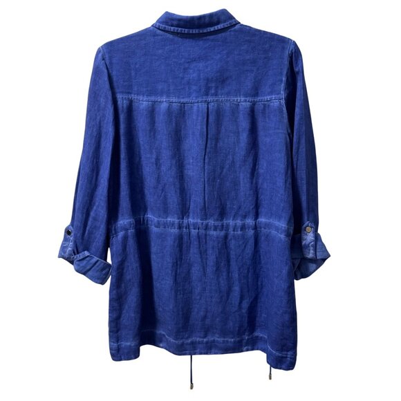 Chicos Womens Blue Shirt Jacket Size M 55% Cotton 45% Linen shirt - Picture 12 of 12